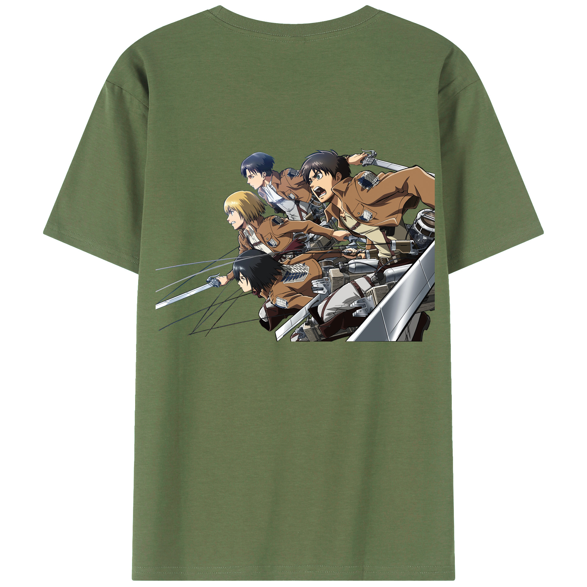 （画像用） 進撃の巨人 Attack on Titan 綿100％ メンズ半袖Tシャツ（バックプリント） 通気性